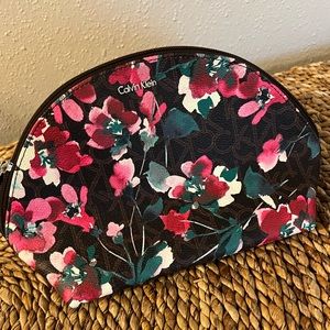 CALVIN KLEIN Floral monogram canvas makeup bag